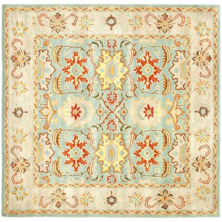 SAFAVIEH 9 x 9 ft. Square Heritage Hand Tufted RugLight Blue & Ivory HG734A-9SQ